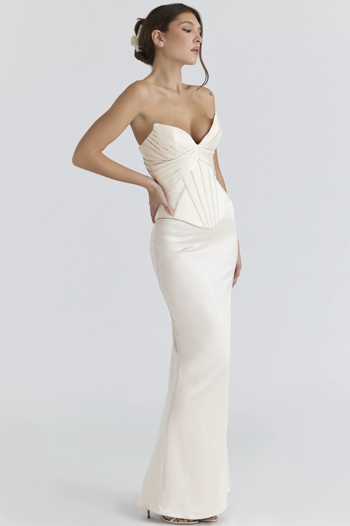 Eve Ivory Satin Corset Maxi Gown - Limited Edition