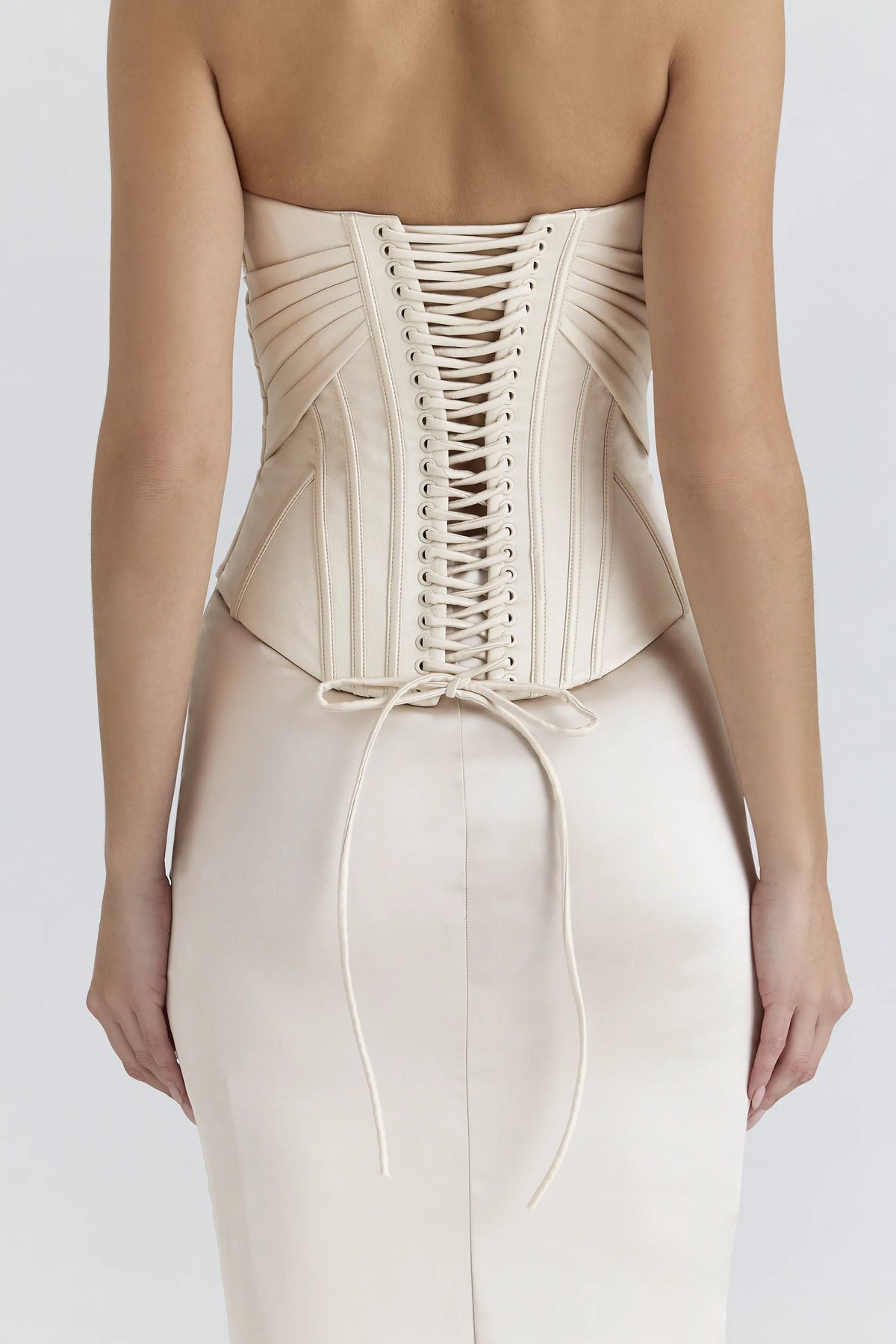 Eve Ivory Satin Corset Maxi Gown - Limited Edition