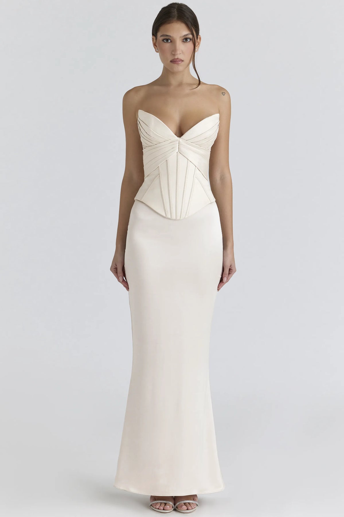 Eve Ivory Satin Corset Maxi Gown - Limited Edition