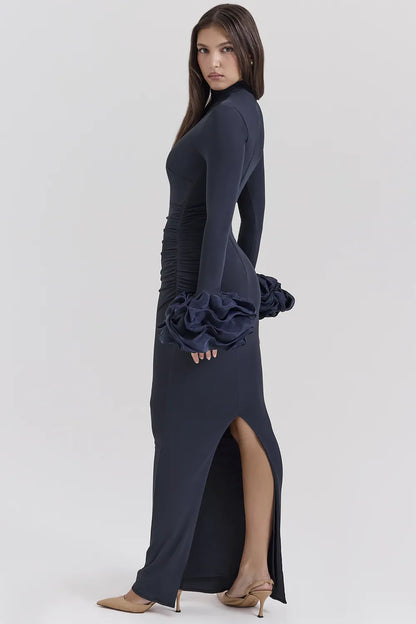 Fabienne Midnight Ruffle Sleeve Maxi Dress