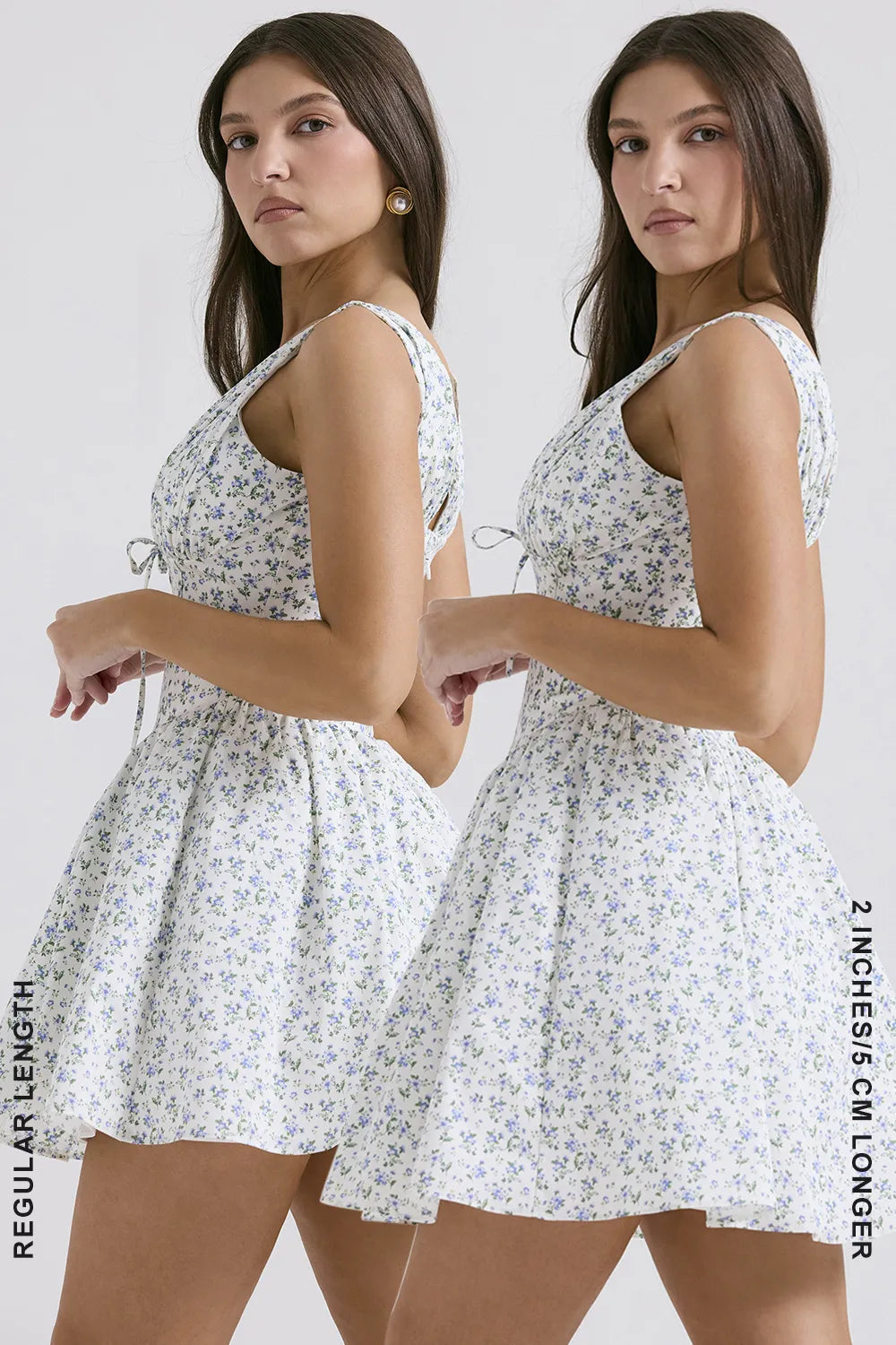Fabrizia White Bluebell Print Corset Mini Dress