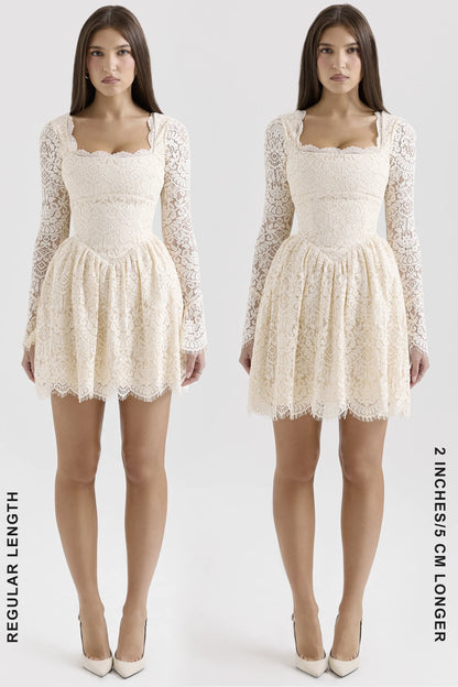 Fae Cream Lace Long Sleeve Mini Dress
