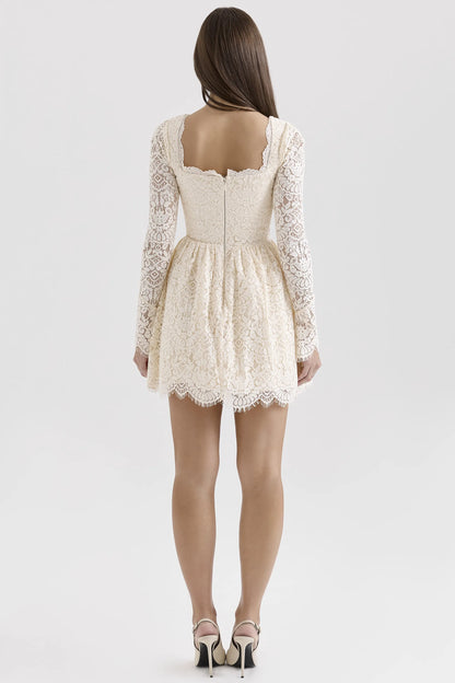 Fae Cream Lace Long Sleeve Mini Dress
