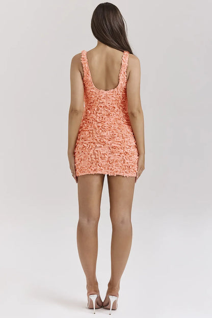 Faena Sorbet Plunge Floral Appliqué Mini Dress