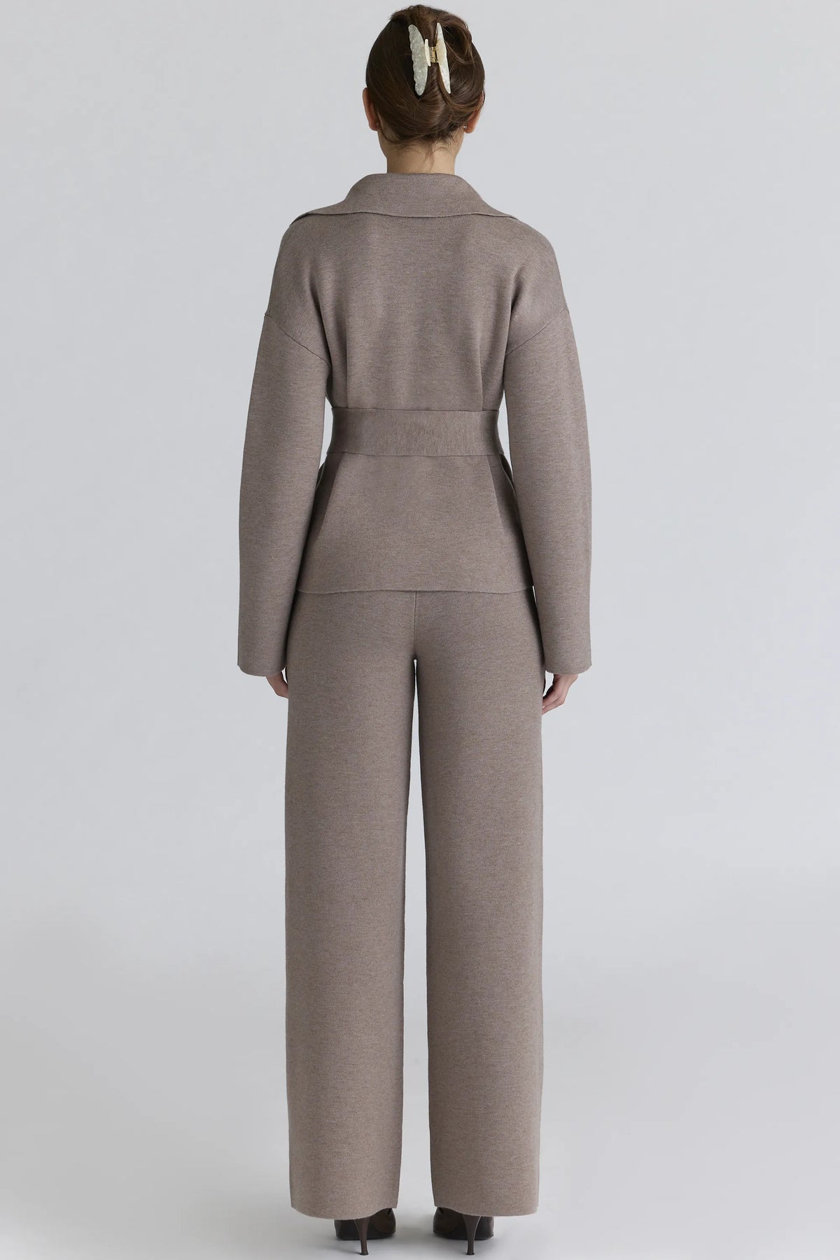 Fallon Taupe Wool Wrap Contour Jacket