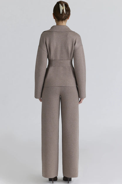 Fallon Taupe Wool Wrap Contour Jacket