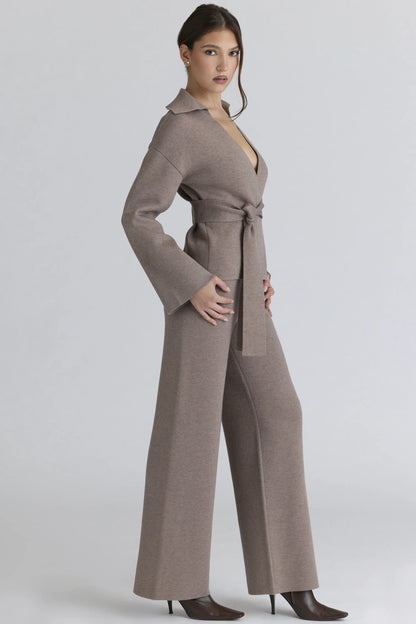 Fallon Taupe Wool Wrap Contour Jacket