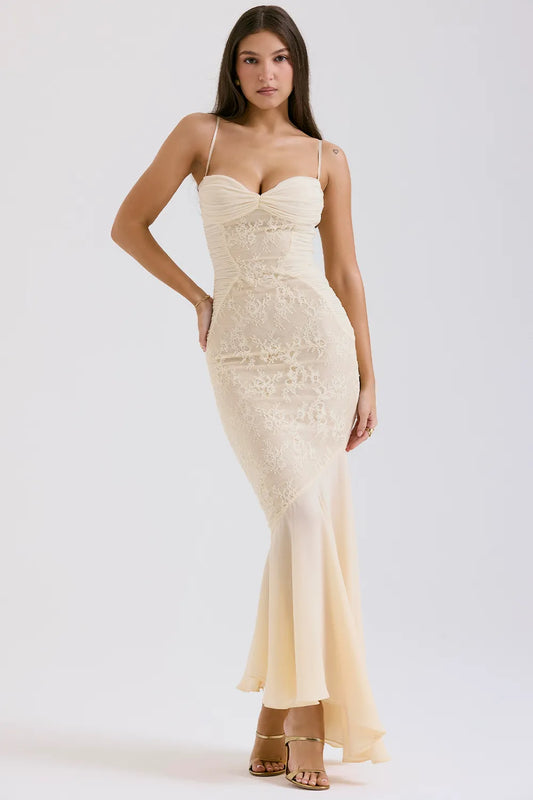 Felicia Vanilla Chiffon & Lace Gown