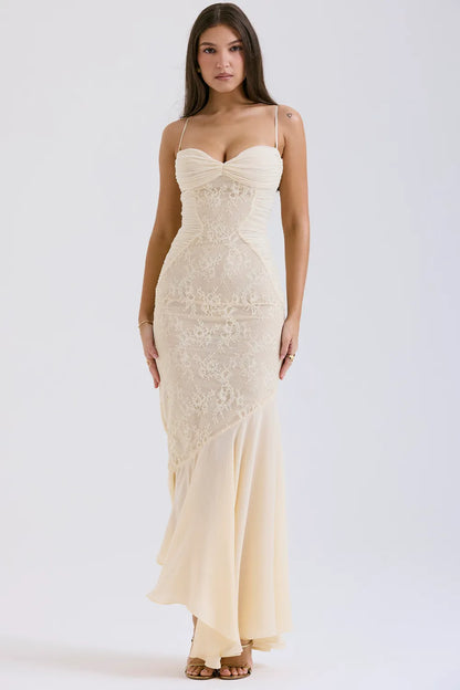 Felicia Vanilla Chiffon & Lace Gown