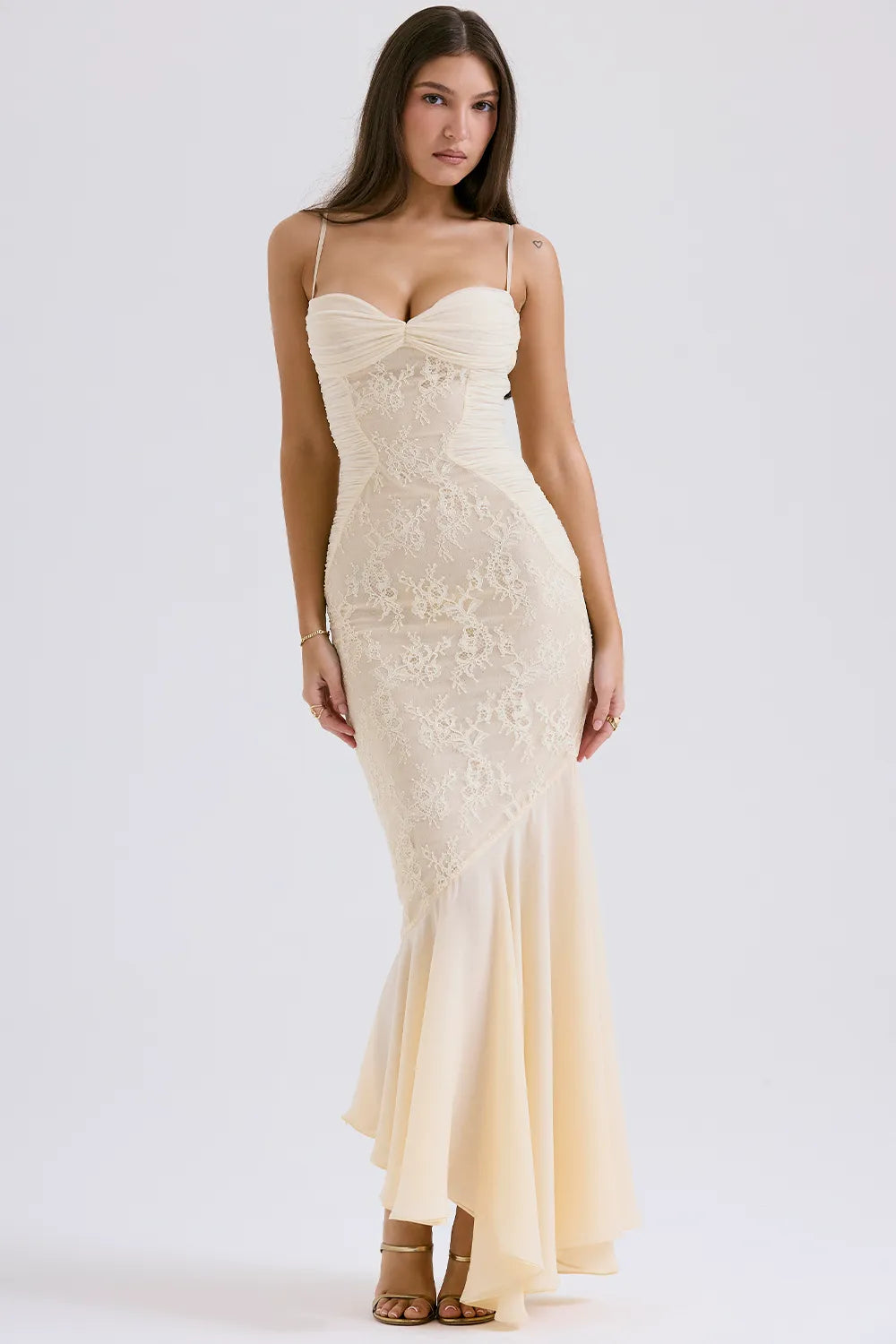 Felicia Vanilla Chiffon & Lace Gown