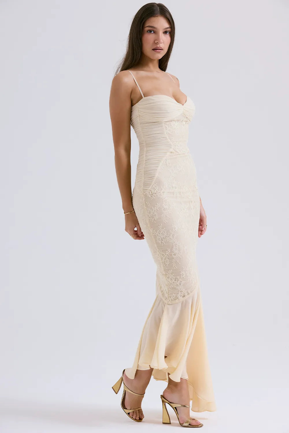 Felicia Vanilla Chiffon & Lace Gown