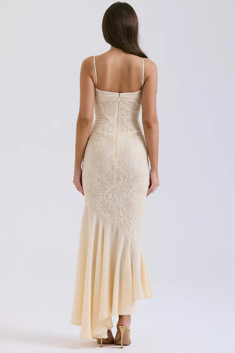 Felicia Vanilla Chiffon & Lace Gown