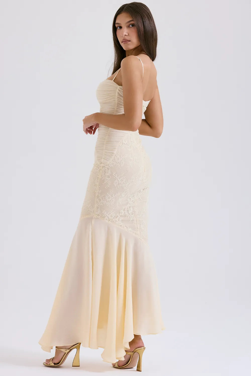 Felicia Vanilla Chiffon & Lace Gown