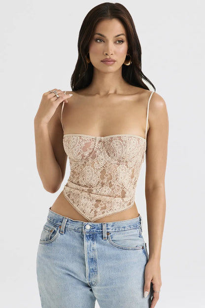Fernanda Cream Paisley Lace Top