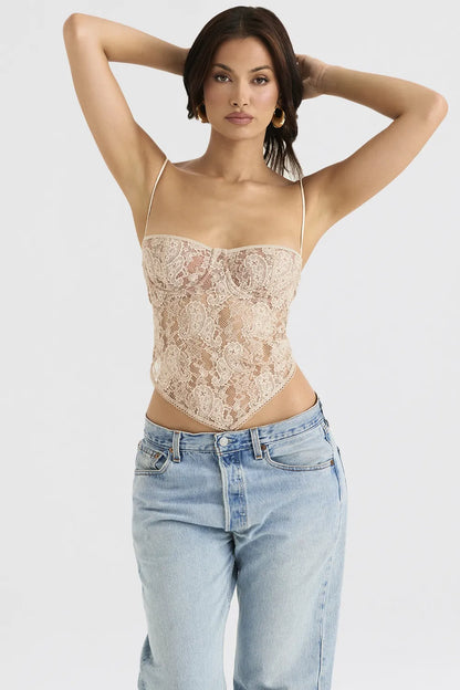 Fernanda Cream Paisley Lace Top