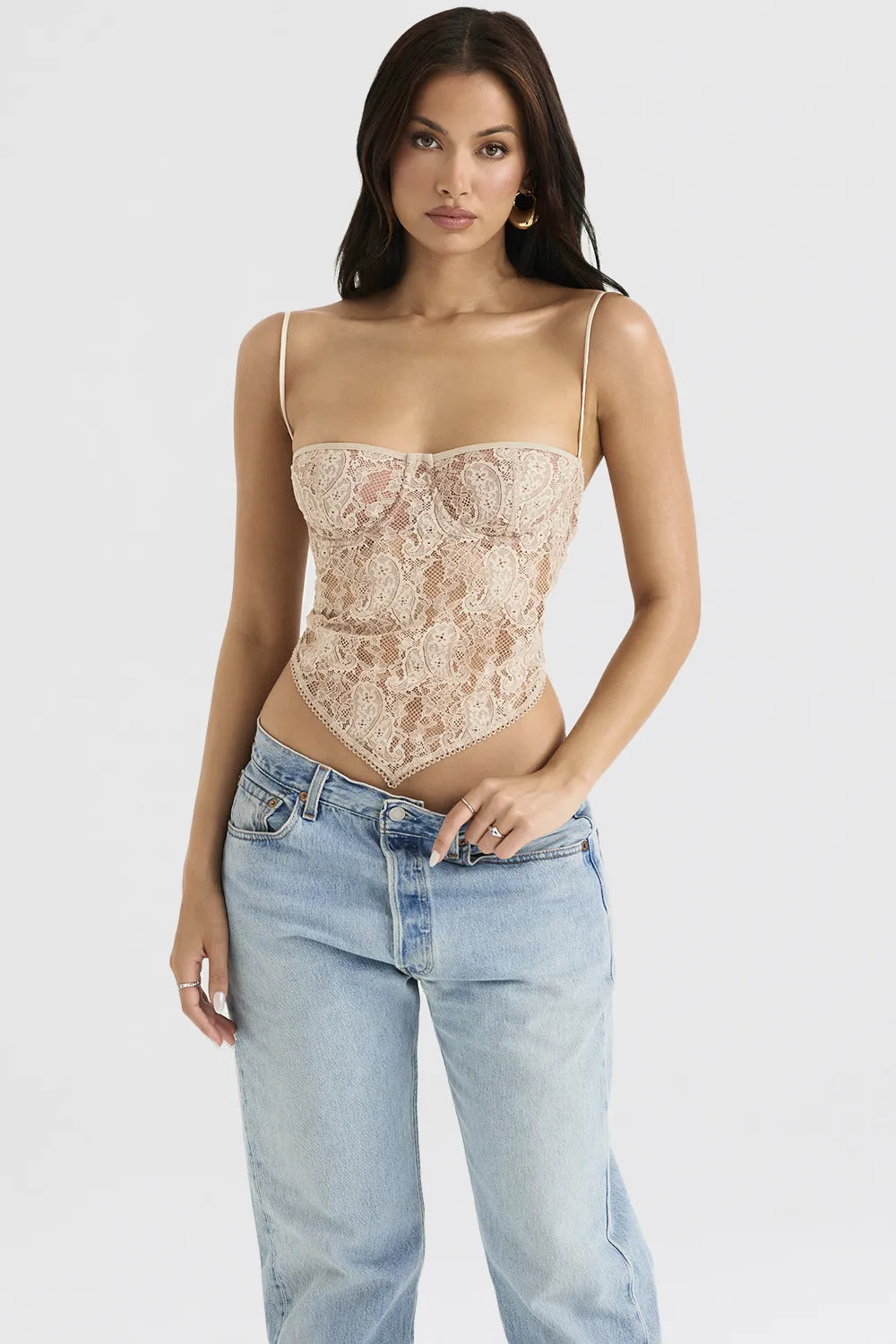 Fernanda Cream Paisley Lace Top