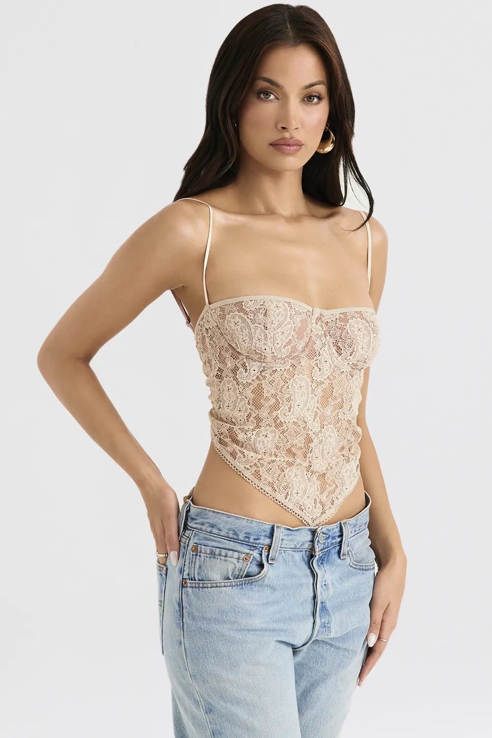 Fernanda Cream Paisley Lace Top