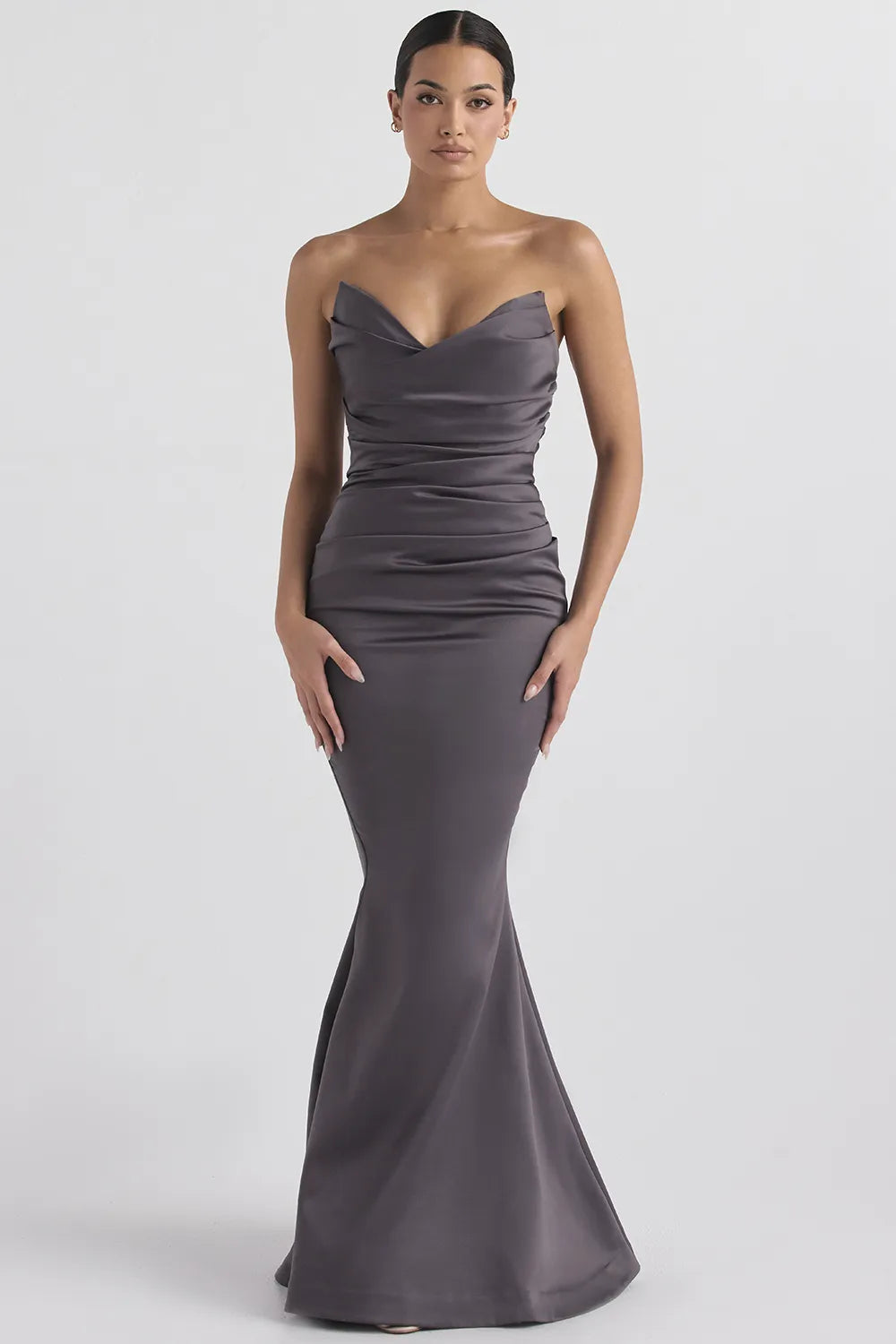 Fleur Shadow Satin Strapless Gown