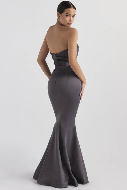 Fleur Shadow Satin Strapless Gown