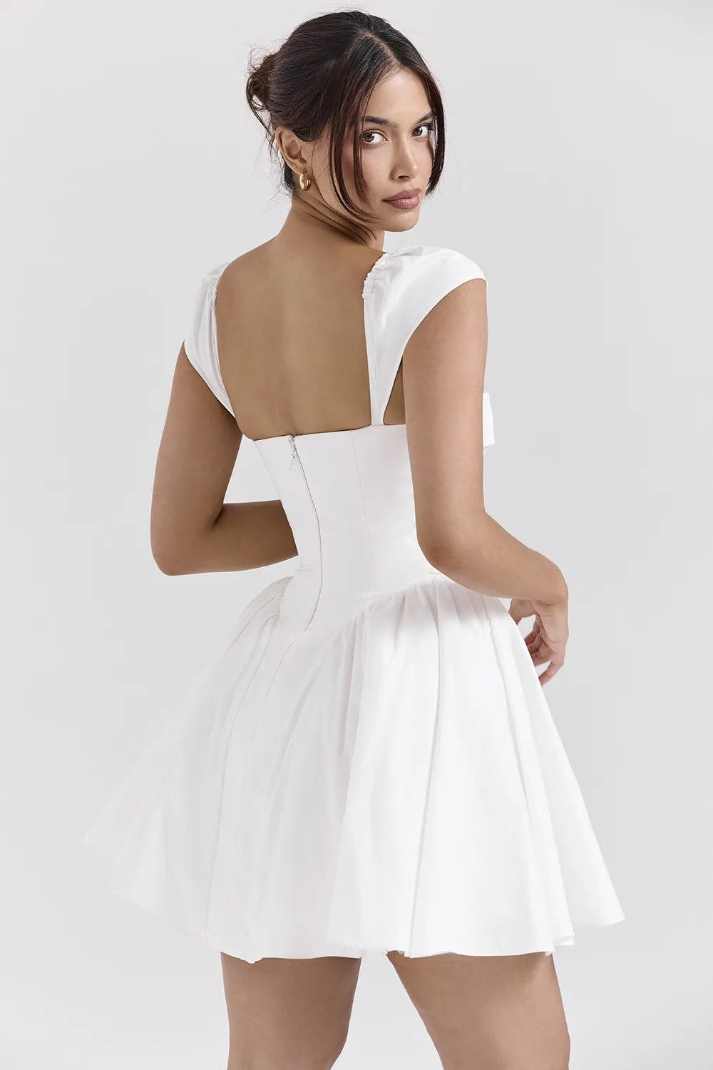 Florence White Cotton Corset Mini Dress