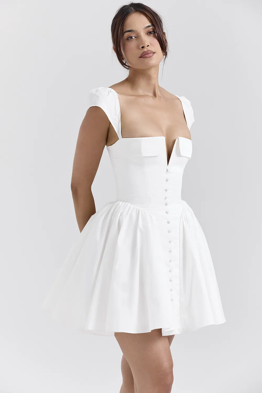 Florence White Cotton Corset Mini Dress