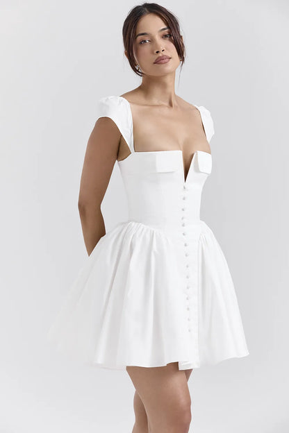 Florence White Cotton Corset Mini Dress
