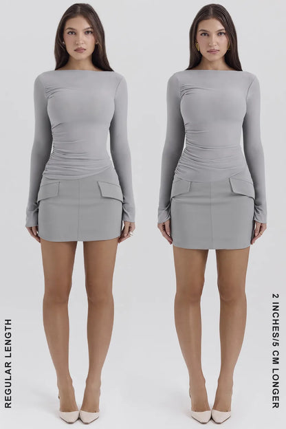 Cici French Grey A-Line Mini Skirt