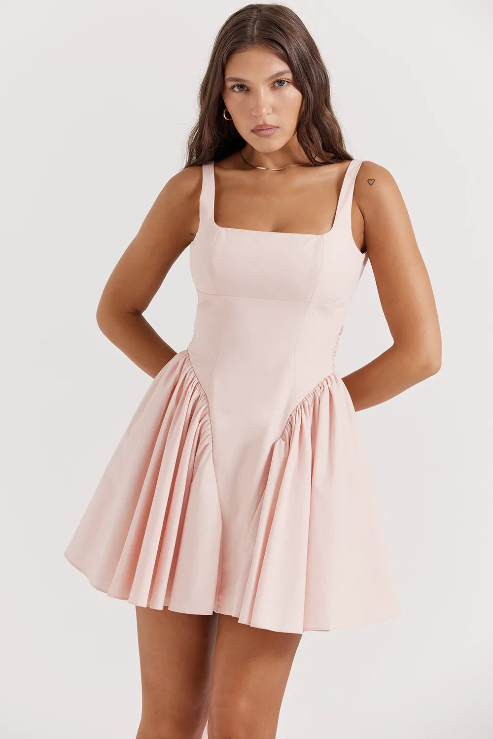Florianne Soft Peach Bow Mini Dress