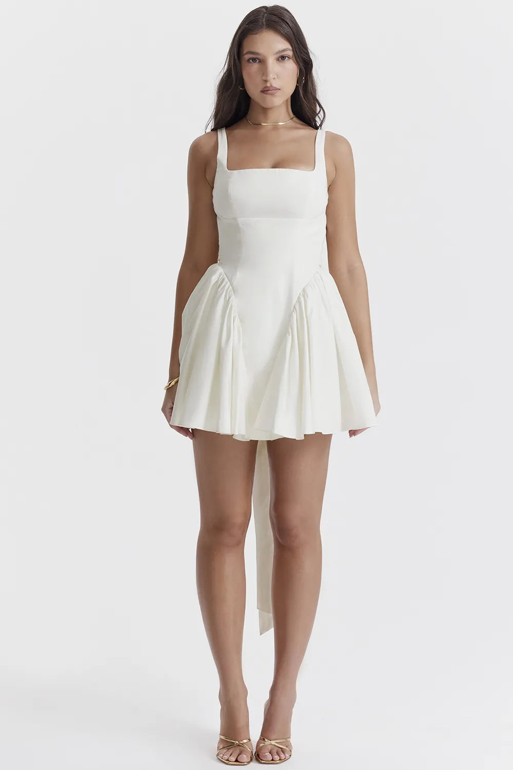 Florianne Ivory Cotton Bow Mini Dress