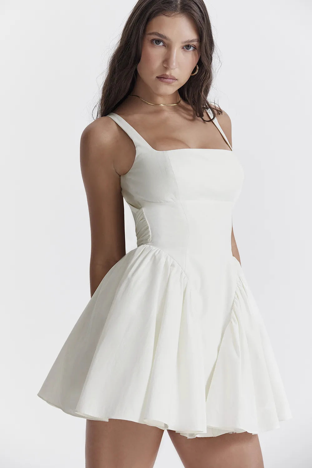 Florianne Ivory Cotton Bow Mini Dress