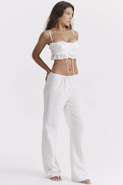Frankie White Broderie Anglais Trousers