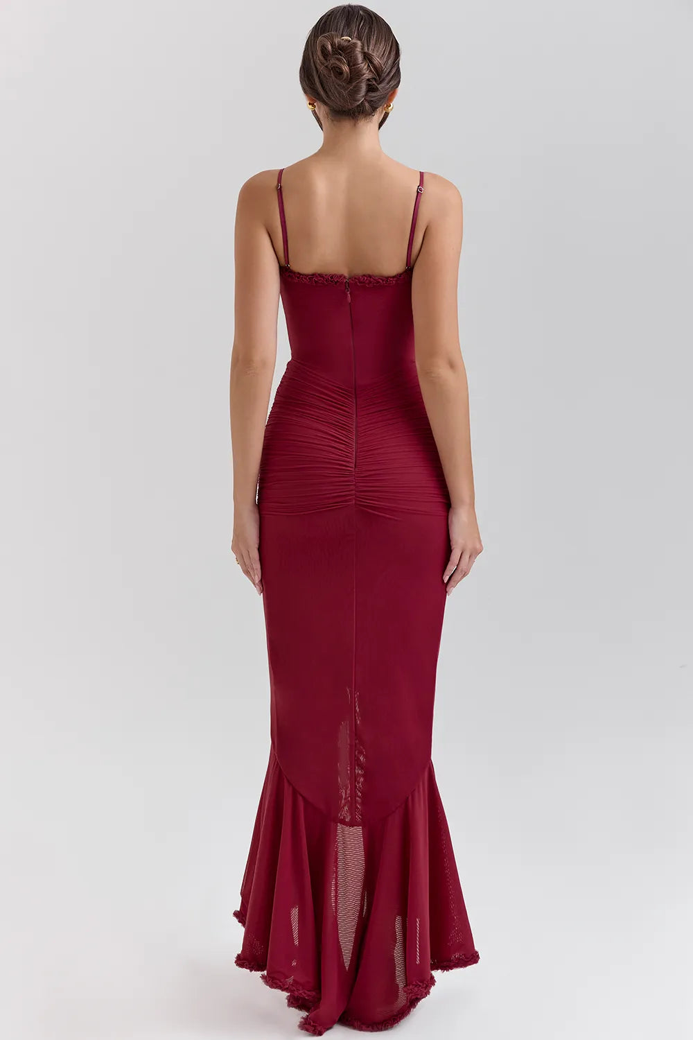 Gabbi Wine Ruffled Front Gown