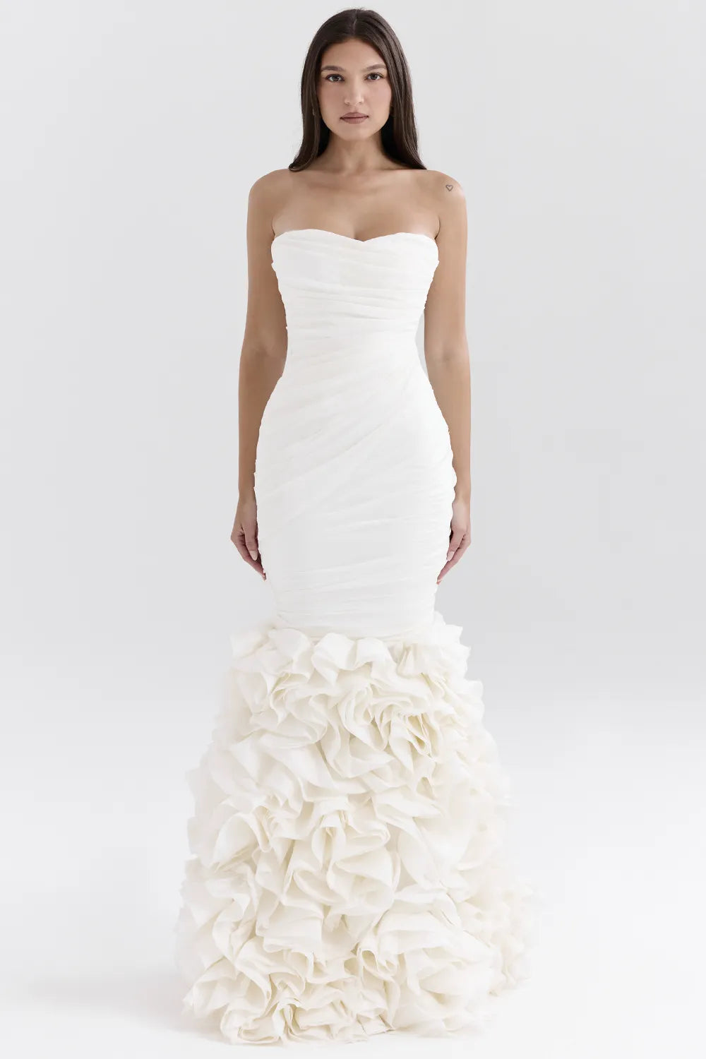 Gabrielle Ivory Strapless Ruffle Bridal Gown