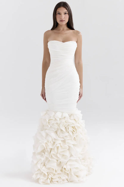 Gabrielle Ivory Strapless Ruffle Bridal Gown