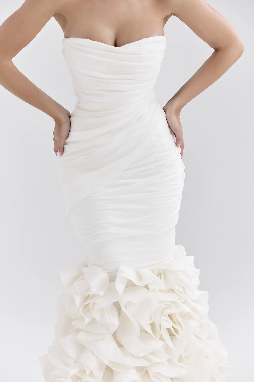 Gabrielle Ivory Strapless Ruffle Bridal Gown