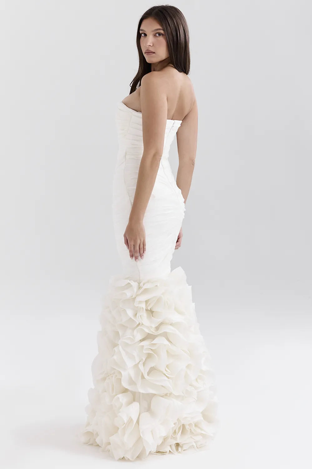 Gabrielle Ivory Strapless Ruffle Bridal Gown