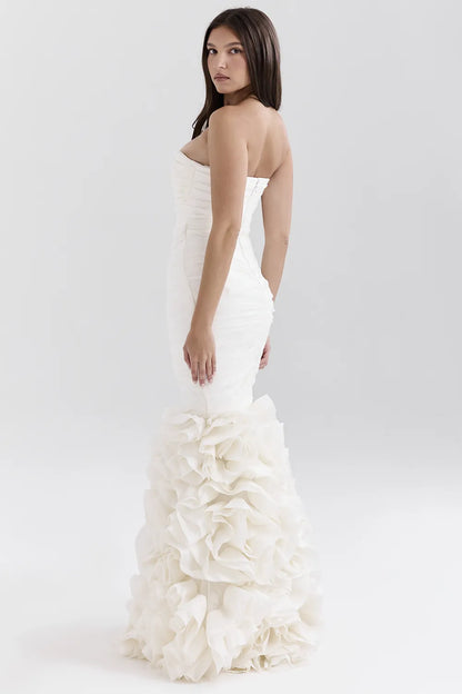 Gabrielle Ivory Strapless Ruffle Bridal Gown