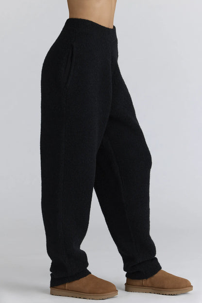 Geena Black Wool Boucle Knit Trousers