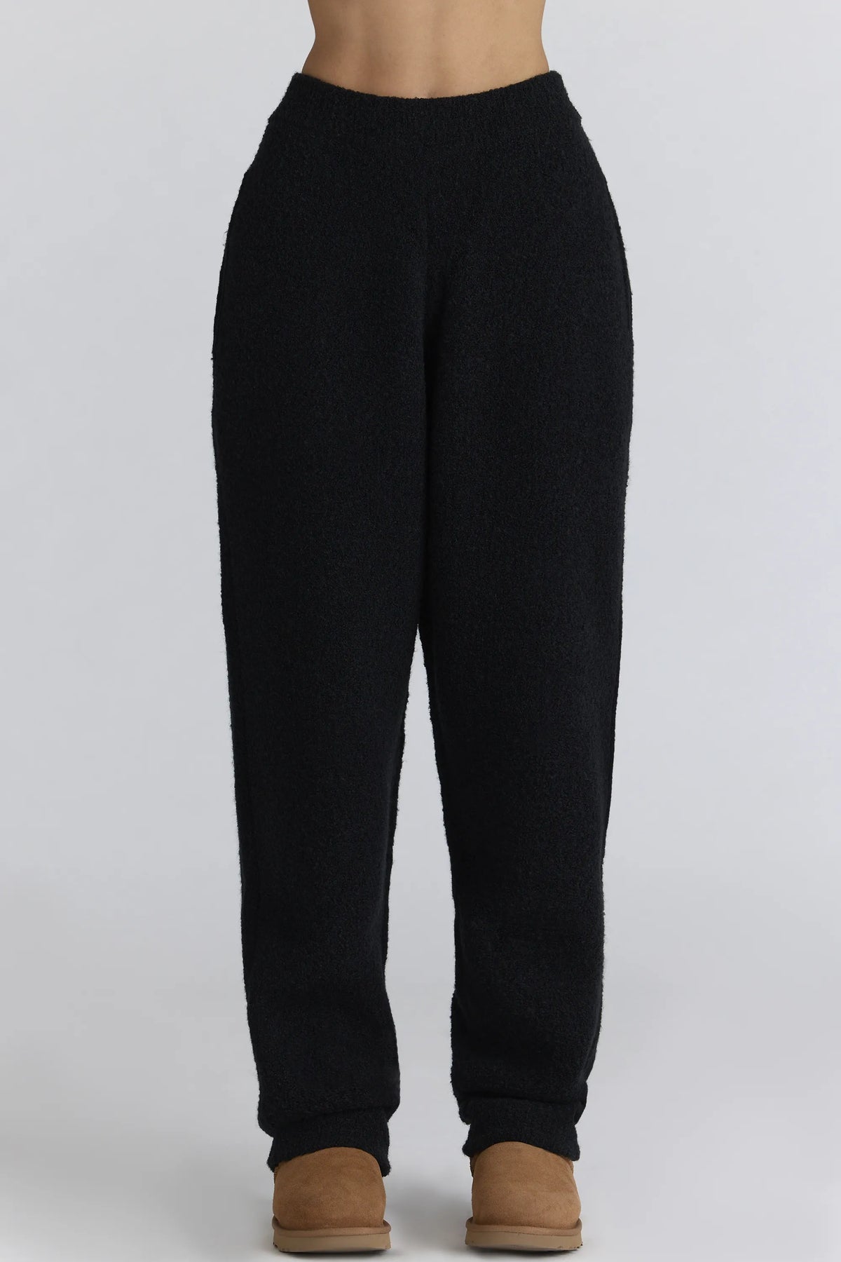 Geena Black Wool Boucle Knit Trousers
