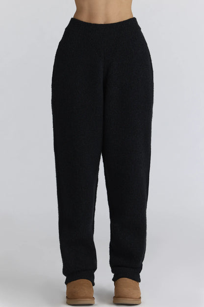 Geena Black Wool Boucle Knit Trousers