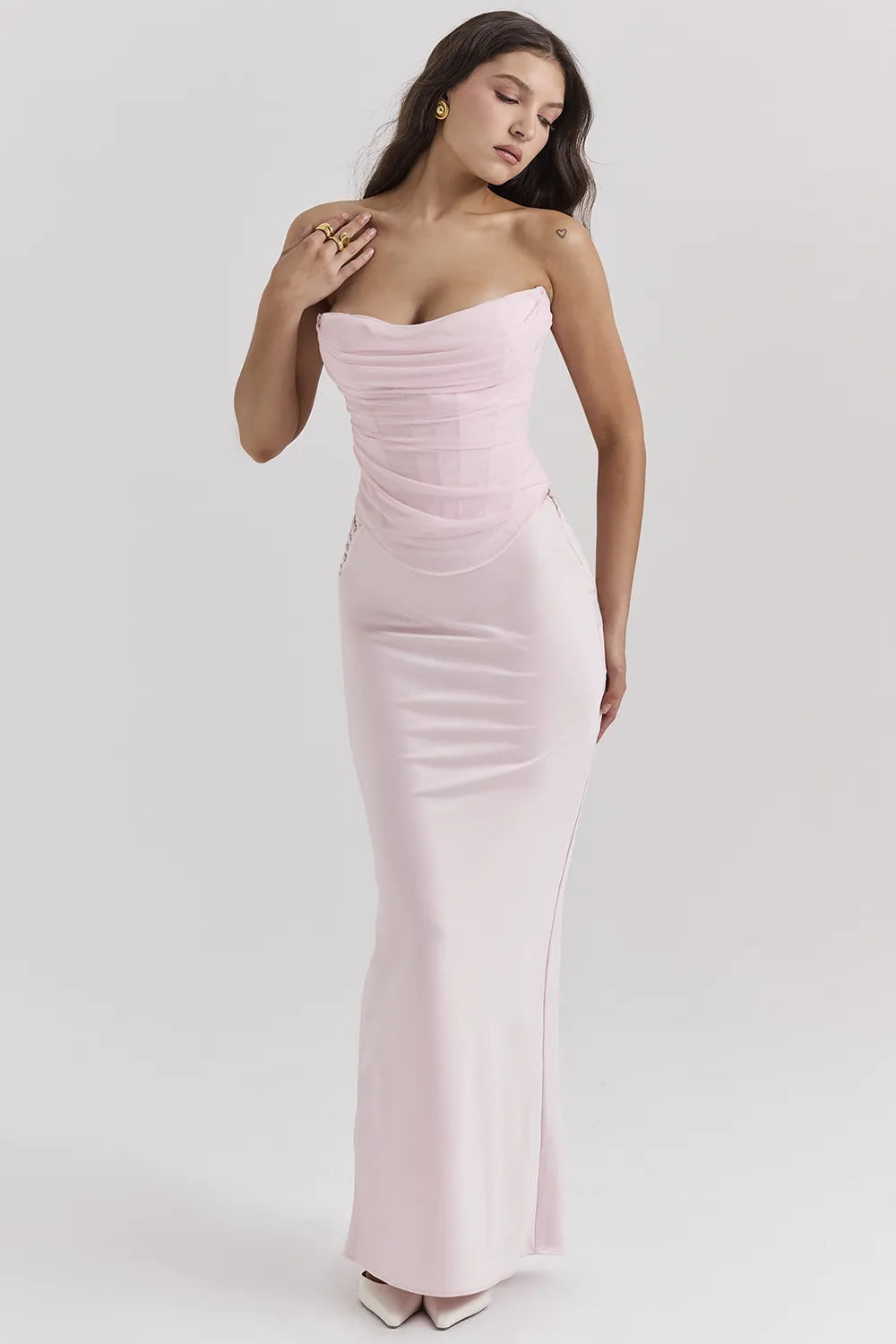 Giuliana Ballerina Pink Satin Maxi Skirt