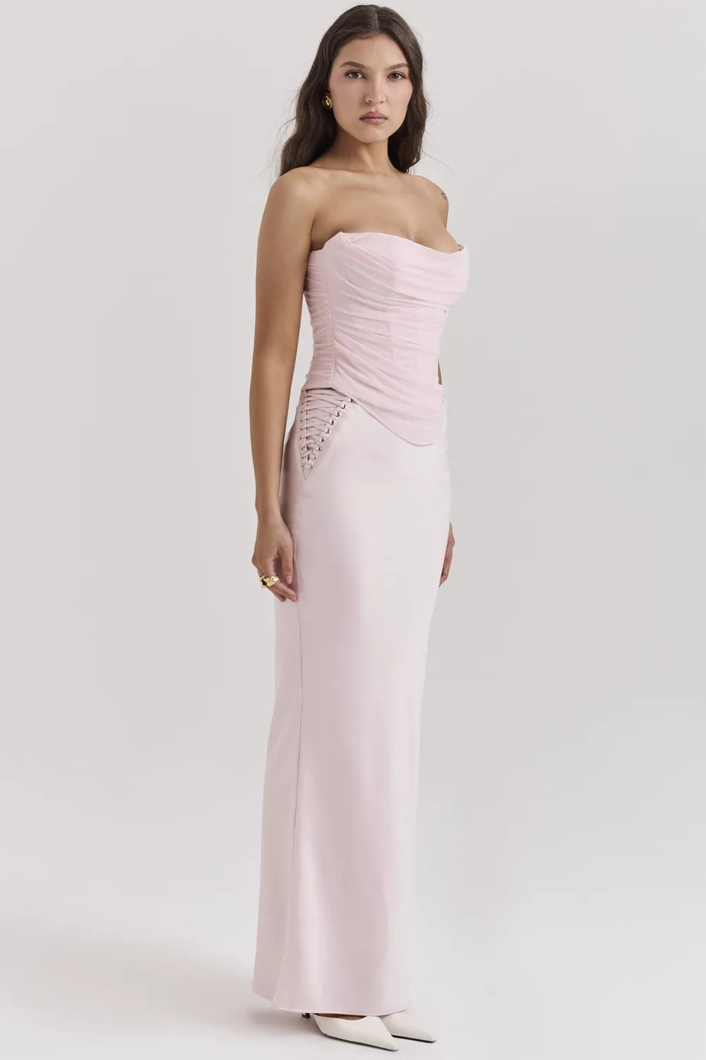 Giuliana Ballerina Pink Satin Maxi Skirt
