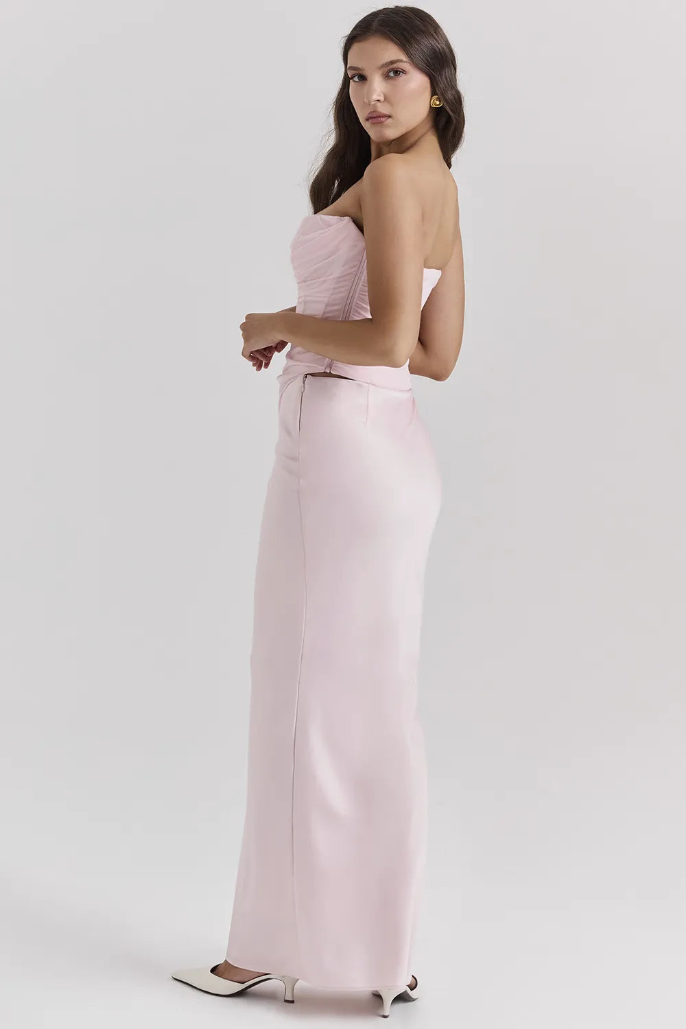 Giuliana Ballerina Pink Satin Maxi Skirt