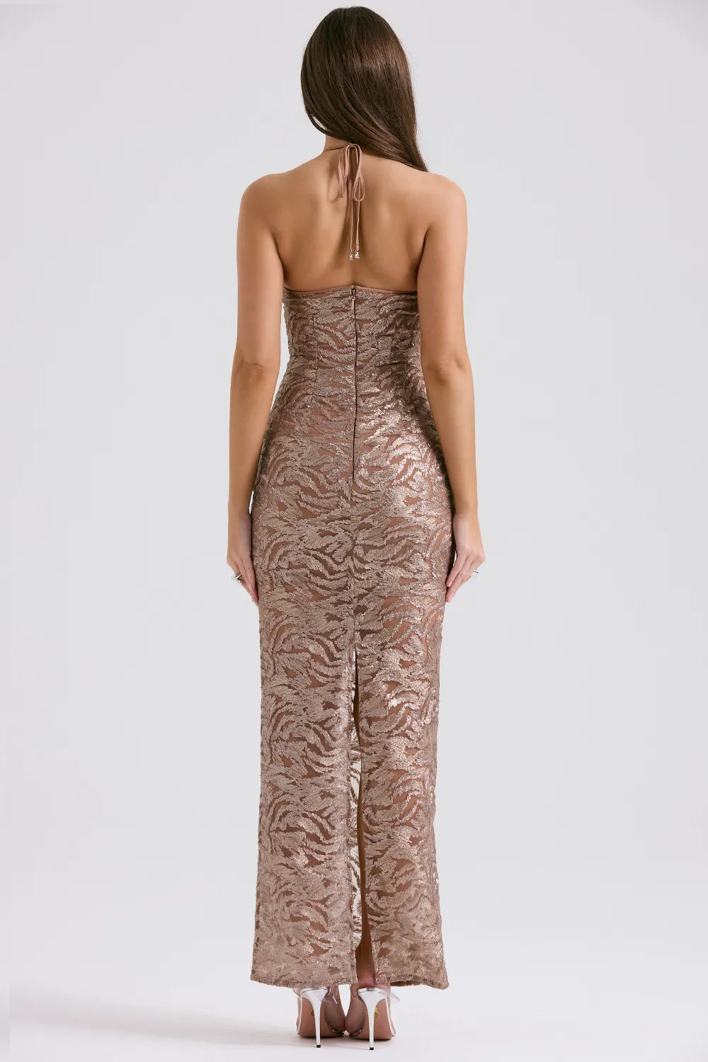 Giada Rose Gold Embroidered Sequinned Gown