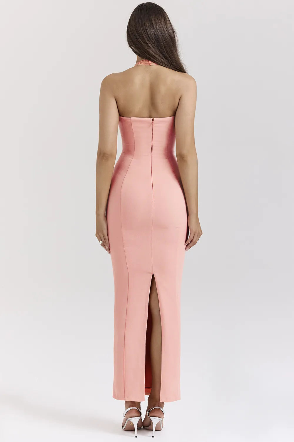 Gianina Sorbet Crepe Halter Maxi Dress
