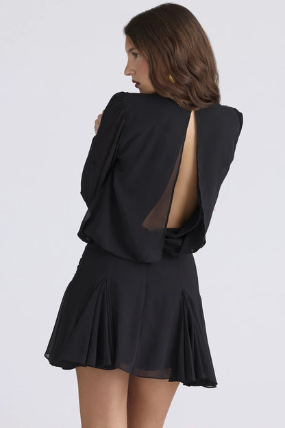 Gianna Black Hand Beaded Georgette Mini Dress - Limited Edition