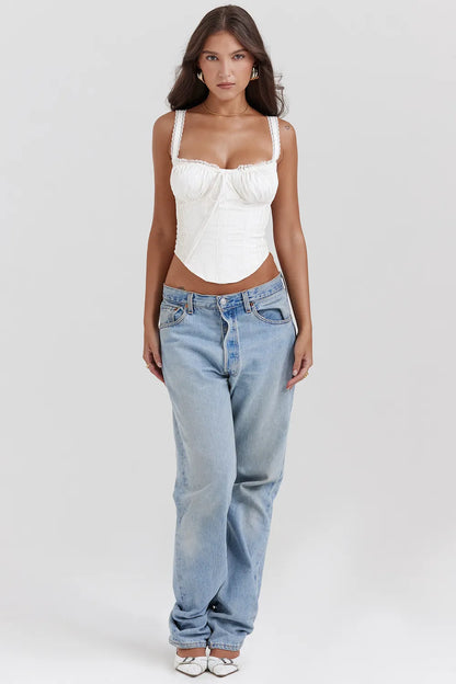 Gini White Lace Back Corset