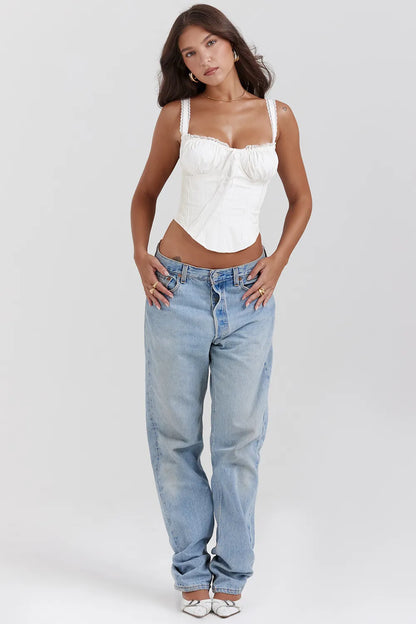 Gini White Lace Back Corset