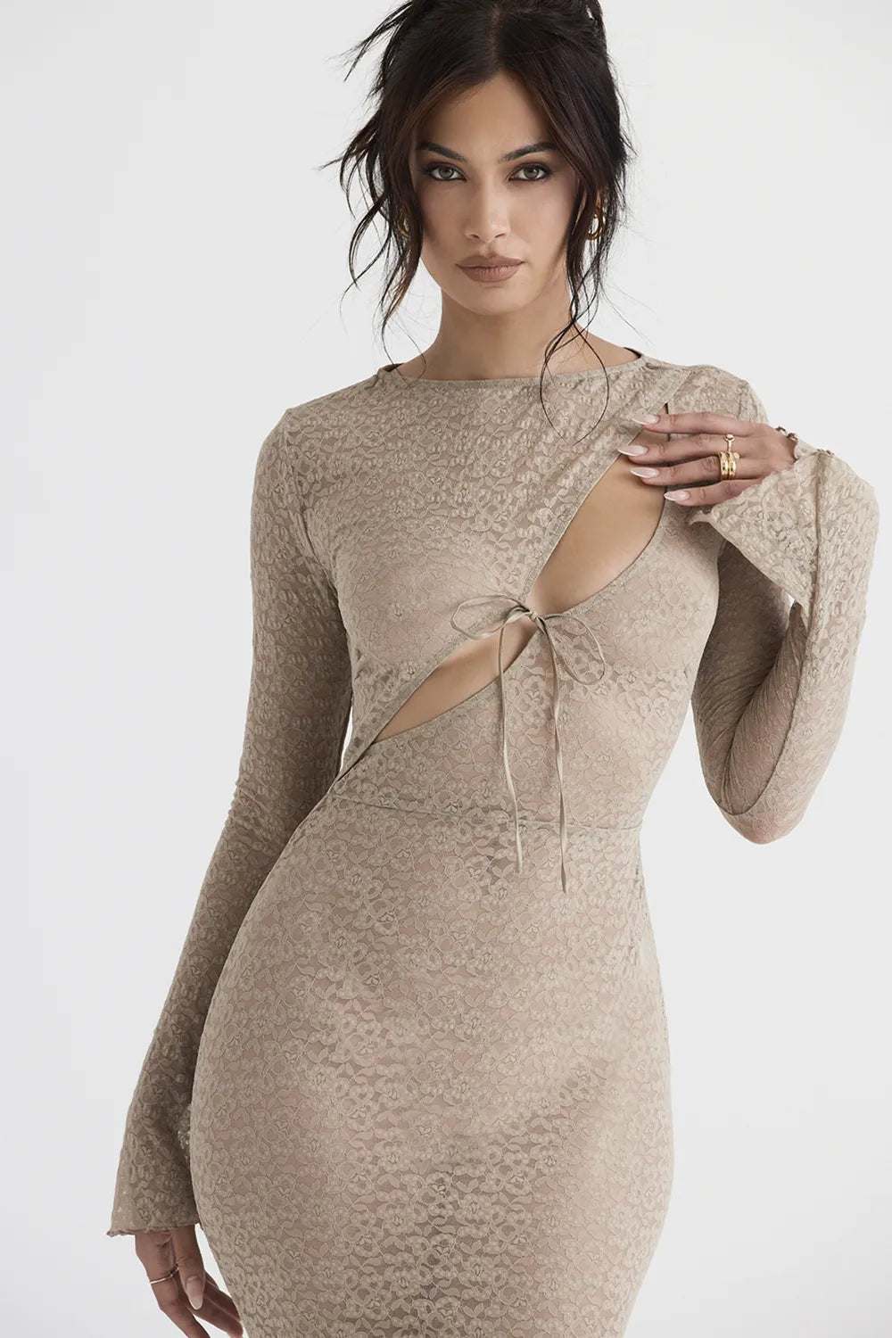 Giovanna Stone Floral Lace Maxi Dress