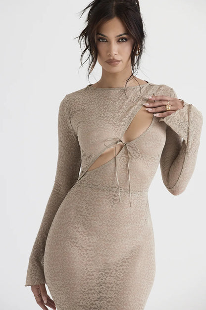 Giovanna Stone Floral Lace Maxi Dress